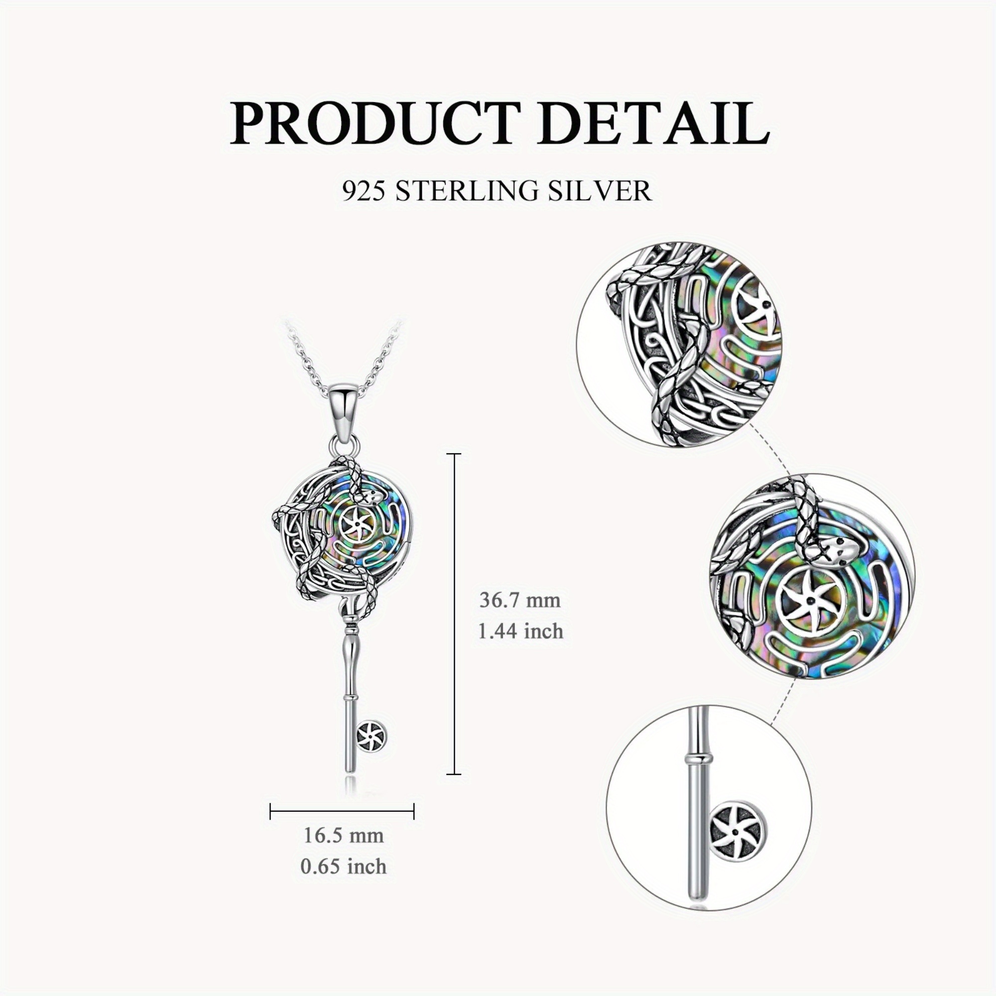 925 Sterling Silver Hecate Necklace with Synthetic Abalone Shell